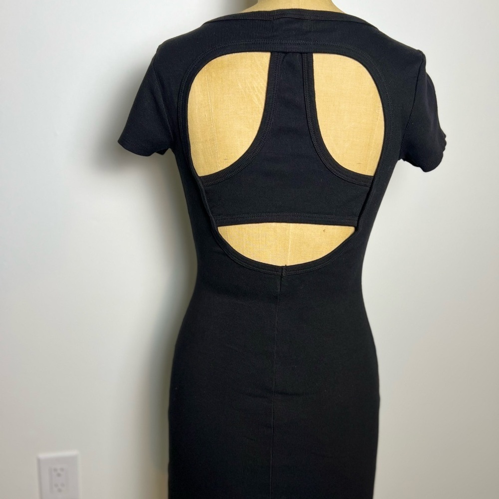 Anthropologie t.La black stretchy ribbed mini dress xxs - Picture 4 of 6